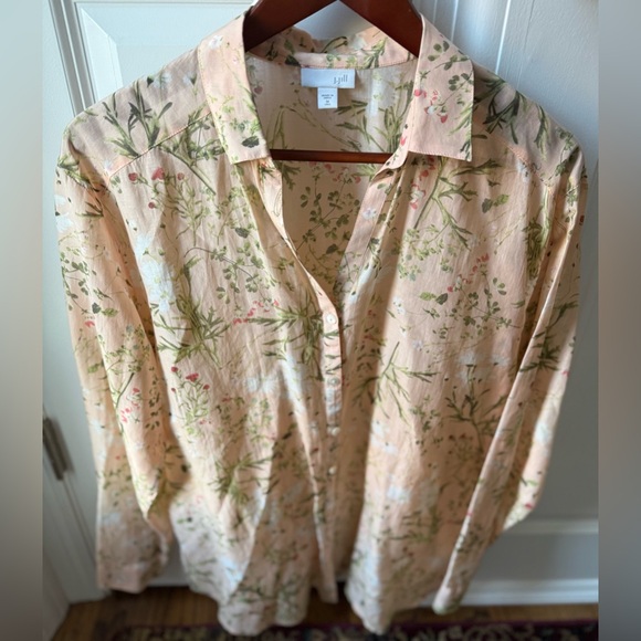 J Jill Silk blend floral blouse Sz M Tall - Picture 6 of 8